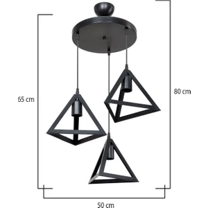Prizma Üçlü Avize Siyah Yemek Odası Oturma Odası Yatak Odası Mutfak Salon