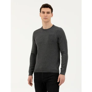 Pierre Cardin Erkek Koyu Gri Slim Fit Bisiklet Yaka Triko Kazak 50281779-VR080