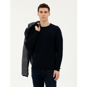 Pierre Cardin Erkek Koyu Lacivert Slim Fit Bisiklet Yaka Triko Kazak 50281779-VR100