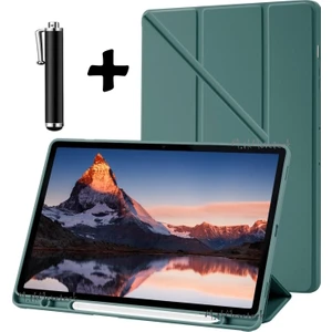 M.tk moveteck Samsung Galaxy Tab S9 Ultra Kılıf Kalem Bölmeli Yumuşak Silikon Kapak Akıllı Uyku Modlu Üçgen Standlı + Dokunmatik Kalem 2'li Set (SM-X910) S9 Ultra 14.6 Inç Tablet Kılıfı