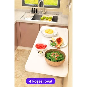 Kydonia Home 45X72 cm Oval Köşeli Duvara Monte Kırma Katlanır Masa
