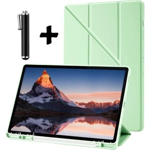M.tk moveteck Ipad Pro 12.9 Kılıf Kalem Bölmeli Yumuşak Silikon Kapak Akıllı Uyku Modlu Üçgen Standlı + Dokunmatik Kalem 2'li Set Apple Ipad Pro 12.9 Inç 3.nesil 4.nesil 5.nesil 6.nesil Tablet Kılıfı 2021 2022