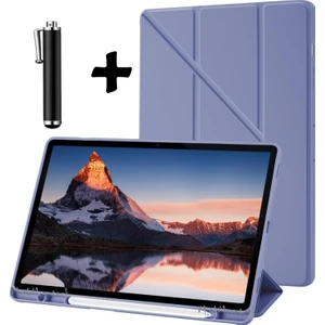 M.tk moveteck Ipad Air 4 & Air 5 10.9 Kılıf Kalem Bölmeli Yumuşak Silikon Kapak Akıllı Uyku Modlu Üçgen Standlı + Dokunmatik Kalem 2'li Set Apple Ipad Air 10.9 Inç Talet Kılıfı A2072 A2316 A2323 A2325 4.5.nesil