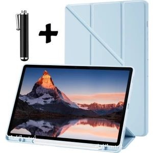 M.tk moveteck Xiaomi Mi Pad 5 Kılıf Kalem Bölmeli Yumuşak Silikon Kapak Akıllı Uyku Modlu Üçgen Standlı + Dokunmatik Kalem 2'li Set Mi Pad 5 11 Inç Tablet Kılıfı  360 Tam Kaplar