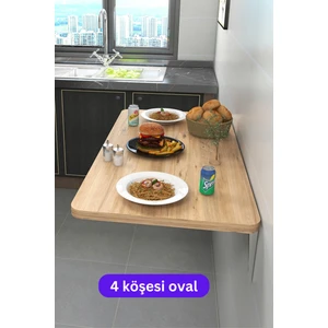 Kydonia Home 60X90 cm 4 Köşesi Oval Duvara Monte Kırma Katlanır Masa
