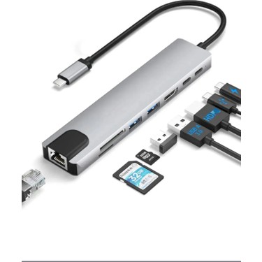Macbook Pro/air Uyumlu USB Type-C 8 In 1 Hub Dönüştürücü Fiyatı