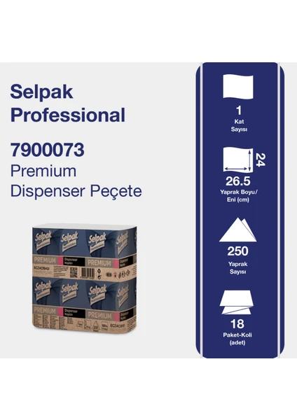 Professional Premium Dispanser Peçete 250 x 18 Adet