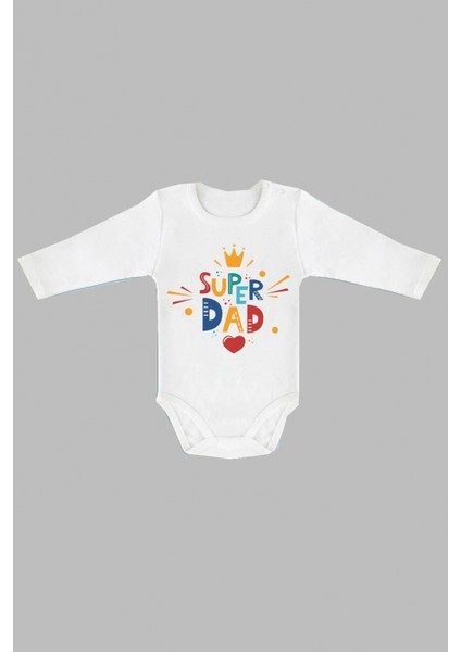 Lullaby Super Dad Baskılı Uzun Kol Body