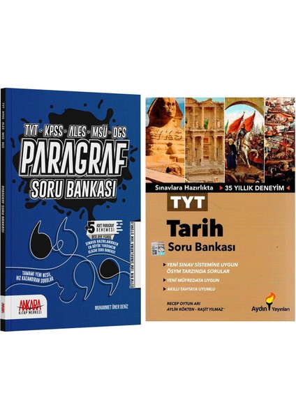 TYT Tarih ve Ankara Kitap Merkezi Yayınları Paragraf Soru Bankası Seti 2 Kitap