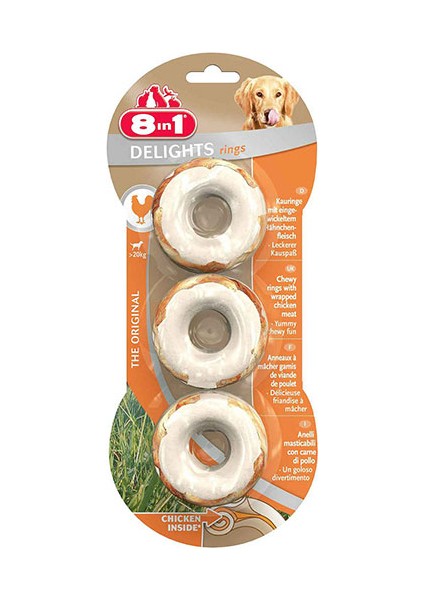 8 In 1 Delights Rings Tavuklu Köpek Çiğneme Halkaları 3´lü 119 gr