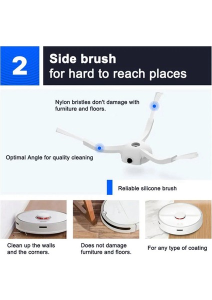 4x Yeni Hepa Filtre Yan Fırça Ana Fırça Paspas Bezleri Xiaomi Mi Robot Vakum Paspas 2 Lite Paspas 2 Pro Mjstl MJST1SHW Parçaları (Yurt Dışından)