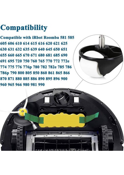 Irobot Roomba Serisi 500, 600, 700, 800 ve 900 Aksesuarları Için 2x Tekerlek (Yurt Dışından)