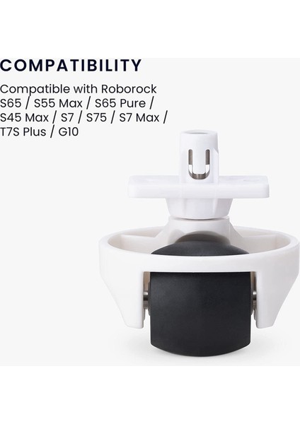 2x Yedek Ön Tekerlek Xiaomi Roborock S6 ve S7 Serisi S65 S55 Max S65 Saf S45 Max S7 S75 S7 Max T7S Artı G10 (Yurt Dışından) modelleri