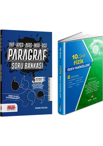 10. Sınıf Fizik Ödev Fasikülleri ve Ankara Kitap Merkezi Yayınları Paragraf Soru Bankası Seti 2 Kitap