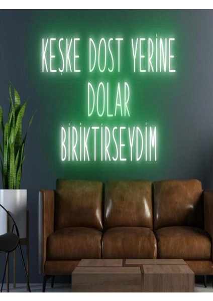 Keşke Dost Yerine Dolar Biriktirseydim Yazılı Neon Tabela