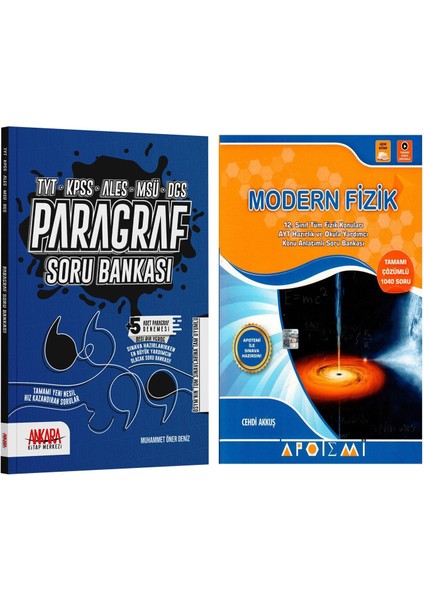 Modern Fizik ve Ankara Kitap Merkezi Yayınları Paragraf Soru Bankası Seti 2 Kitap
