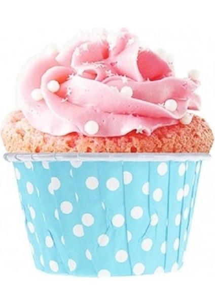 50LI Kalın Kağıt Puantiyeli Kek Kapsülü Mavi 3.5 cm modelleri