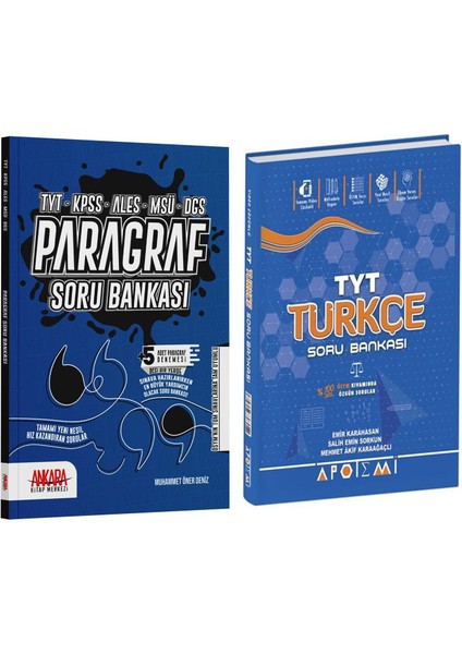 TYT Türkçe ve Ankara Kitap Merkezi Yayınları Paragraf Soru Bankası Seti 2 Kitap