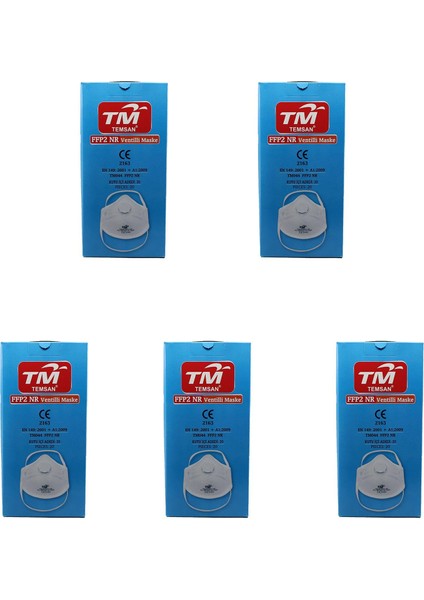 Tm Temsan Beyaz Ventilli Ffp2 Nr Toz Iş Güvenlik Sanayi Boya Konik Maske - 20 Adetlik 5 Paket