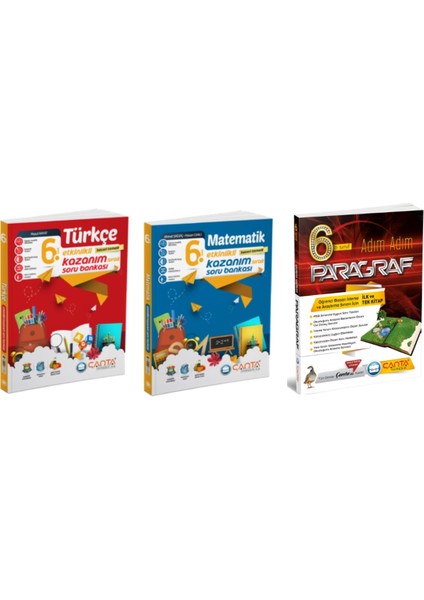 Çanta Yayınları 6. Sınıf Türkçe - Matematik ve Adım Adım Paragraf Soru Bankası 3 Kitap