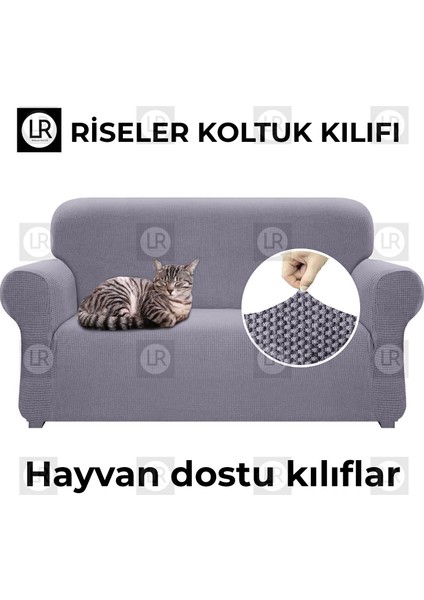 Balpeteği 3 Kişilik Antrasit Lastikli Kanepe Örtüsü | Lastikli Koltuk Örtüsü | Koltuk Kılıfı Balpeteği Koltuk