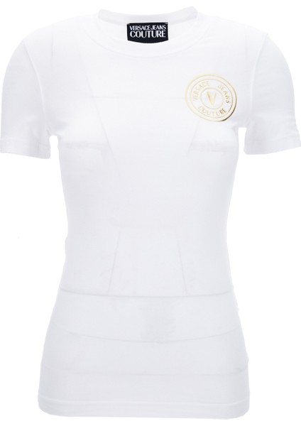 Bisiklet Yaka Düz Beyaz Kadın T-Shirt 75HAHT06