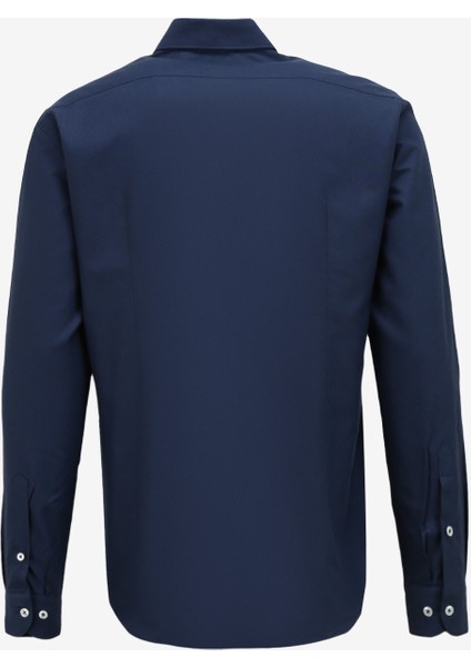 Slim Fit Gömlek Yaka Koyu Mavi Erkek Gömlek A276CARLOXFI fiyatları