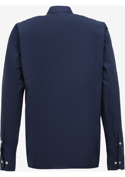 Slim Fit Gömlek Yaka Koyu Mavi Erkek Gömlek A27602POP- fiyatları