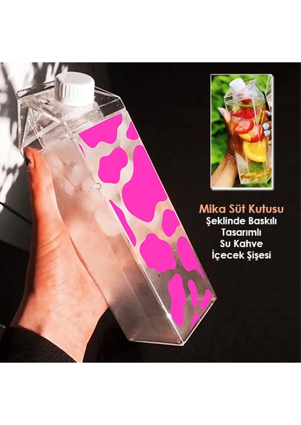 Milk Baskılı Mika Süt Kutu Tasarımlı Su Kahve Içecek Şişesi - Cam Değildir - 500 ml modelleri
