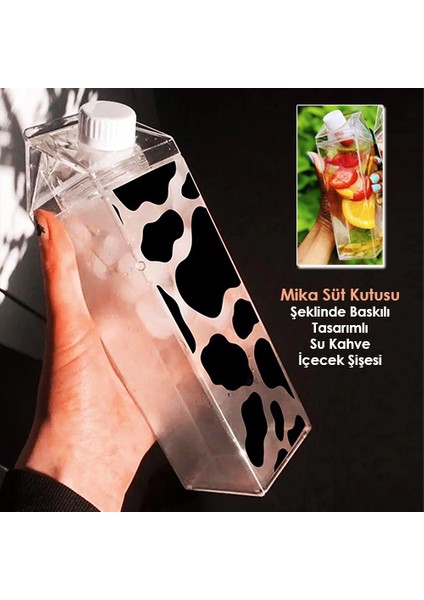 Milk Baskılı Mika Süt Kutu Tasarımlı Su Kahve Içecek Şişesi - Cam Değildir - 500 ml modelleri