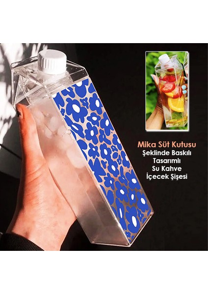 Papatya Baskılı Mika Süt Kutusu Çiçek Tasarımlı Su Kahve Içecek Şişesi - Cam Değildir - 500 ml fiyatları
