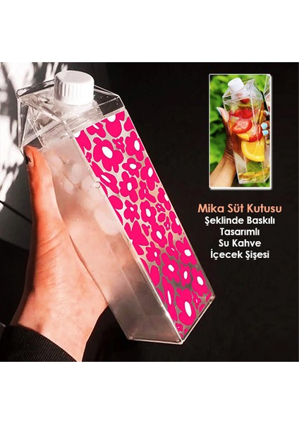 Papatya Baskılı Mika Süt Kutusu Çiçek Tasarımlı Su Kahve Içecek Şişesi - Cam Değildir - 500 ml fiyatları