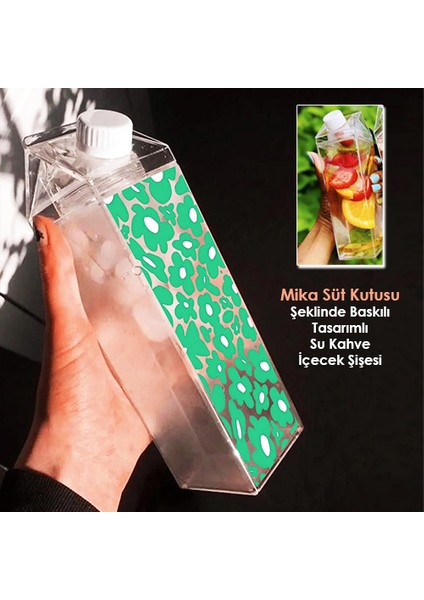 Papatya Baskılı Mika Süt Kutusu Çiçek Tasarımlı Su Kahve Içecek Şişesi - Cam Değildir - 500 ml modelleri