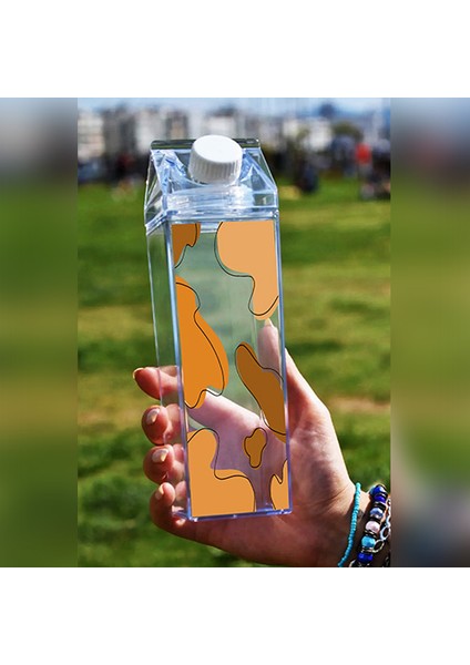 Baskılı Mika Süt Kutu Tasarımlı Su Kahve Içecek Şişesi - Cam Değildir - 500 ml fiyatları