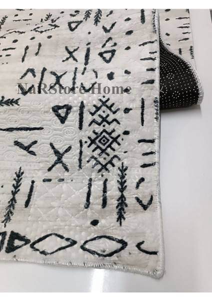 Iskandinav Kabartmalı Krem Kaymaz Taban Yıkanabilir Kesme Yolluk Halı fırsatları