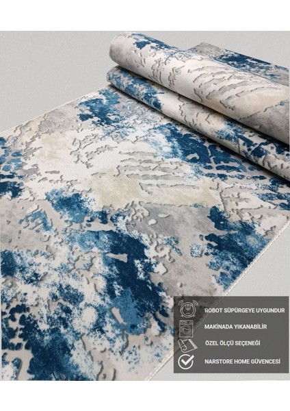 Mavi Gri Kahve Kaymaz Taban Yıkanabilir Kesme Yolluk Halı fiyatları