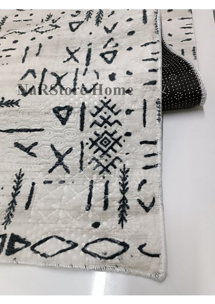 Iskandinav Kabartmalı Krem Kaymaz Taban Yıkanabilir Kesme Yolluk Halı fırsatları