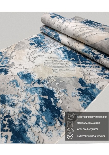 Mavi Gri Kahve Kaymaz Taban Yıkanabilir Kesme Yolluk Halı fiyatları