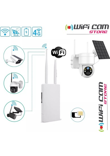 Lifepo4 Bataryalı 60 Watt Panelli Sim Kartlı Güneş Enerjili Dış Mekan Wifi Modem Seti