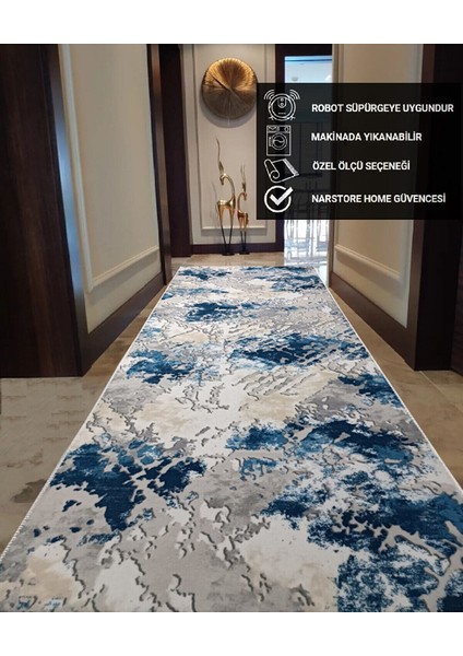 Mavi Gri Kahve Kaymaz Taban Yıkanabilir Kesme Yolluk Halı fırsatları