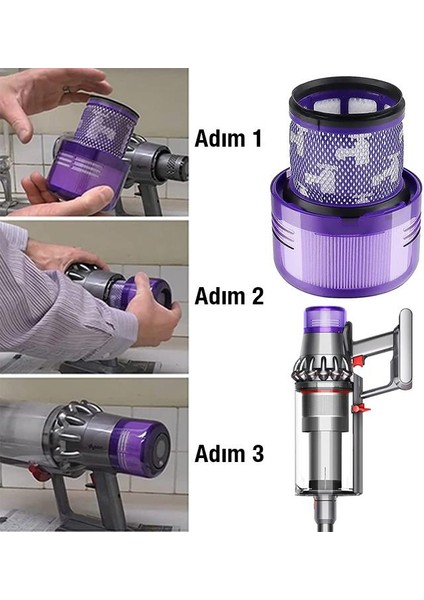 Yüksek Verimli Yıkanabilir Dyson V11 Filtre Dyson V15 Filtre Arka Hepa Filtre 1 Adet