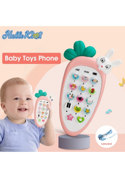 Hellokimi Öğrenme ve Oyun Için Bebek Cep Telefonu Oyuncak Erken Eğitim Telefonu, Silikon Kapaklı, 0-1 Yaş Çocuklar Için Müzik Işıkları, Kordon ve 2 Adet Aaa Pil ile (Yurt Dışından)