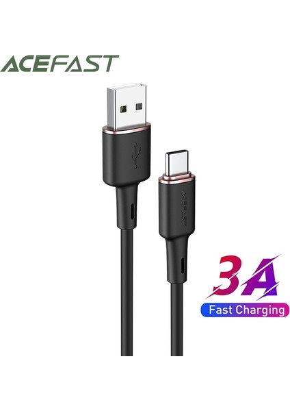 Acefast Silikon Tip C Telefon Şarj Kablosu Samsung S20 S21 3A Hızlı Şarj Cep Telefonu Kablosu Xiaomi Macbook Tabletler Için (Yurt Dışından)