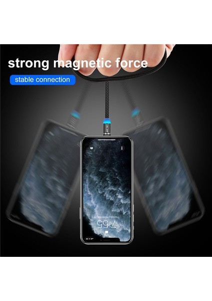 Uslıon Manyetik Şarj Kablosu iphone 13 12 Mıknatıs USB C Kablo Kordonu Hızlı Şarj Xiaomi Mi 11 Mikro USB Tip C Kablo Tel (Yurt Dışından)