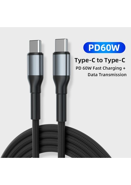 Aufu USB Kablosu PD60W USB C Tip C Hızlı Şarj Aleti Kablosu Xiaomi Samsung MacBook iPad 3A Cep Telefonu Kablosu USB Kablosu C Tipi (Yurt Dışından)