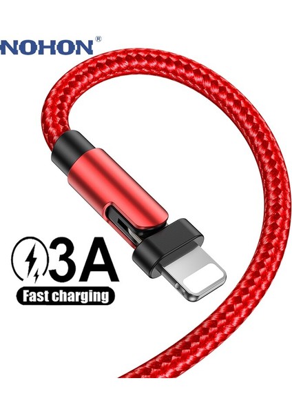 180 Döndür USB Kablosu iPhone 14 13 12 11 Pro Max Xs x Xr 6s 7 8 Se iPad Hızlı Şarj Veri Kablosu Cep Telefonu Şarj Kablosu 2 M (Yurt Dışından)
