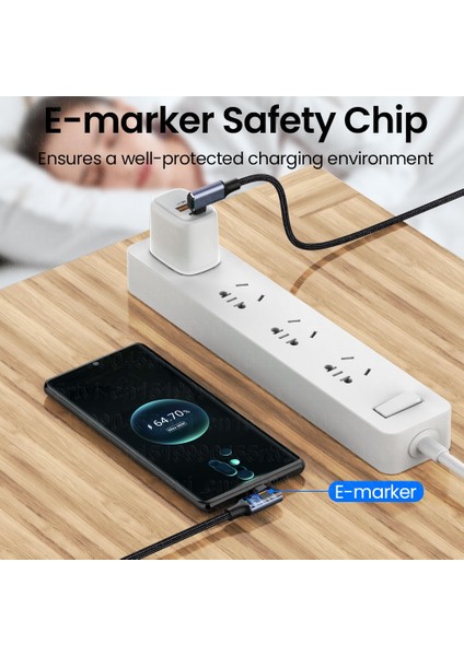 Çift Dirsek USB Kablosu PD100W USB C Tip C Hızlı Şarj Kablosu Xiaomi Samsung MacBook iPad 5A Cep Telefonu Kablosu USB Tip C (Yurt Dışından)