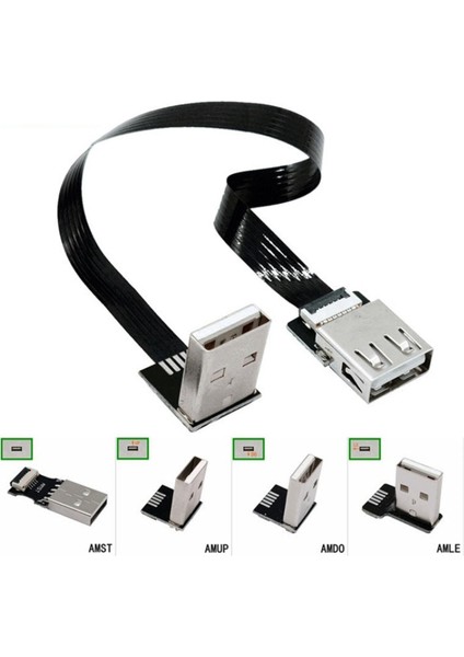 Fpc Esnek Düz USB 2.0 Yukarı Aşağı Sol Sağ 90 Derece Açı Erkek Kadın Uzatma Kablosu Monitör Fare 0.05 M-1 M (Yurt Dışından)