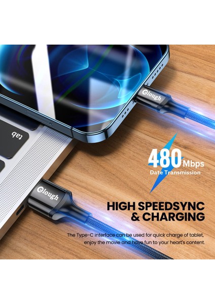 Elough USB Kablosu Hızlı Şarj Kablosu Iphone 2.4A Tip C Kablo Veri Kablosu Huwei Xiaomi Samsung Cep Telefonu (Yurt Dışından)