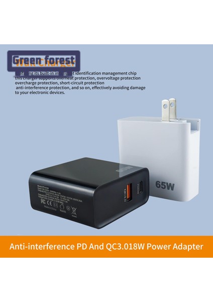 Yeşil Orman Cep Telefonu Adaptörü Katlanabilir Fiş Kararlı Çıkış Pd ve QC3.018W Telefon Adaptörü (Yurt Dışından)